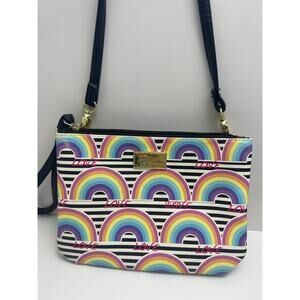 Betsey Johnson Crossbody Wristlet Rainbow Love Bag Zip Close Luv Betsey